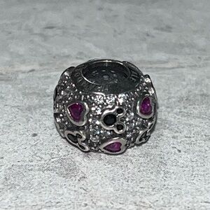 Dazzling Heart and Paw Print Sterling Silver Charm